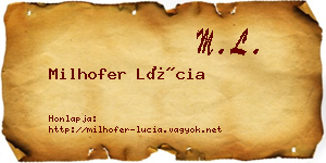 Milhofer Lúcia névjegykártya